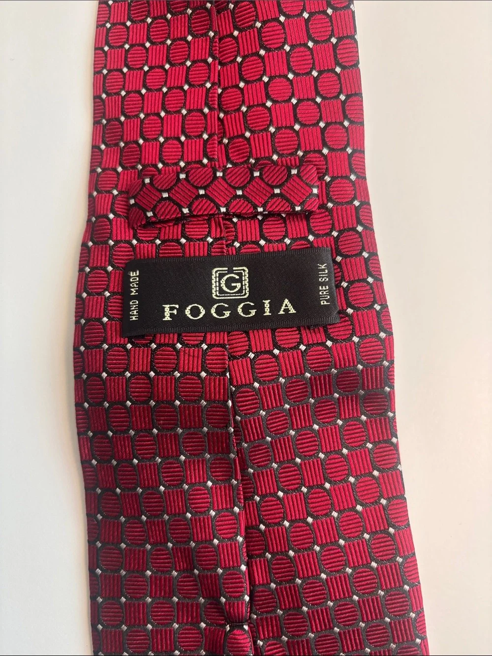 Men's Burgundy Geometric Tie - Unbranded -597sku